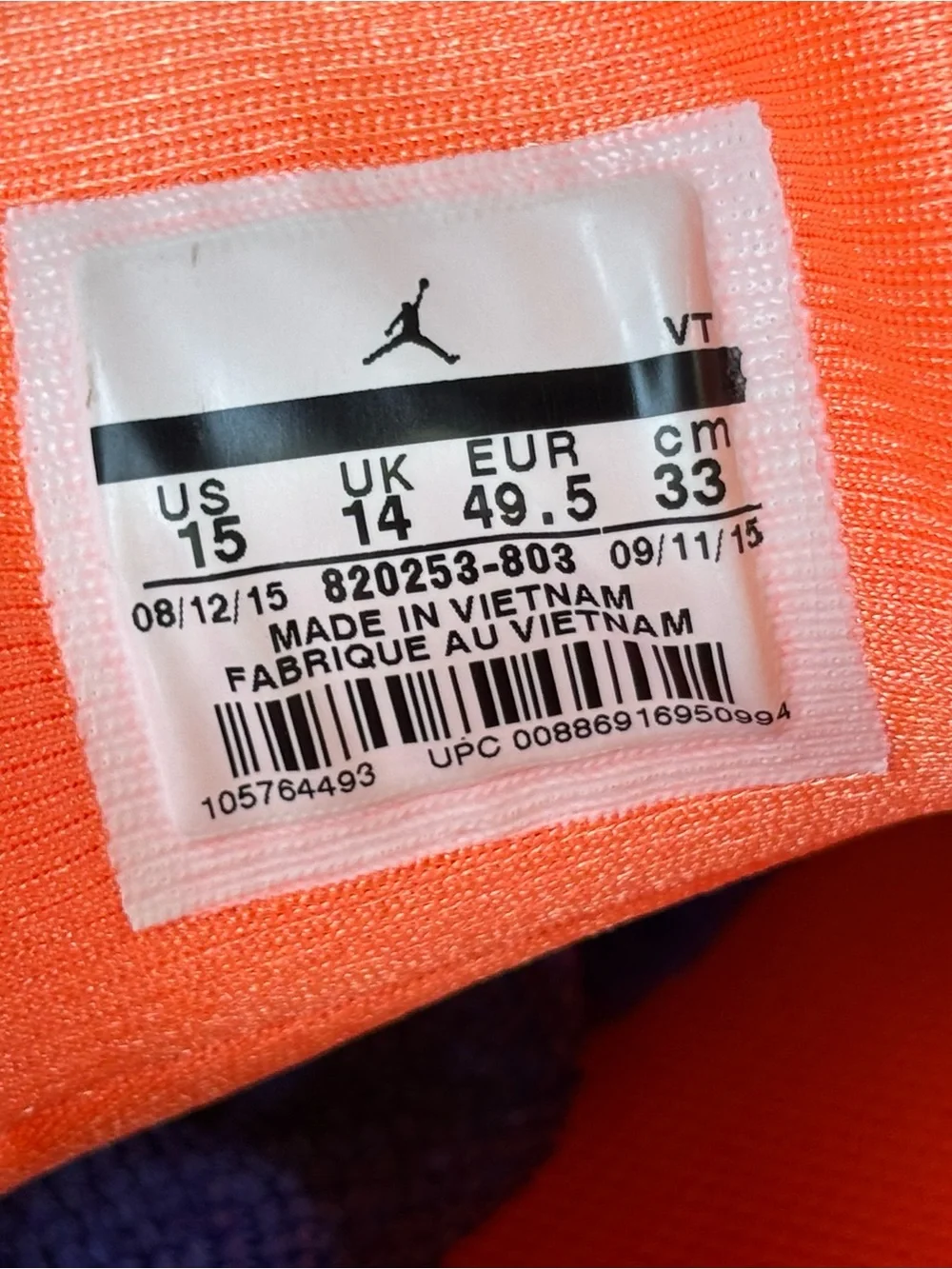 Jordan Men’s Bright Neon Orange Athletic Shoes Size 15